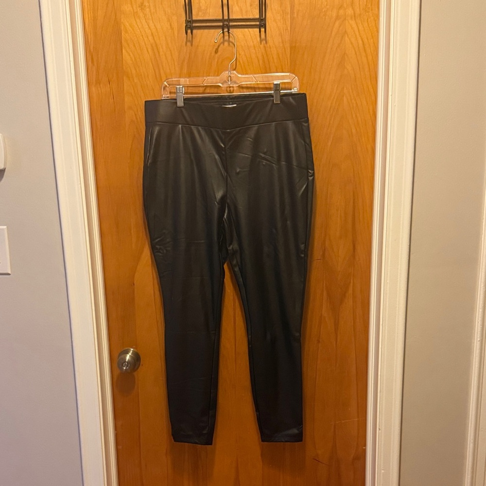 LOFT Black Faux Leather Pants